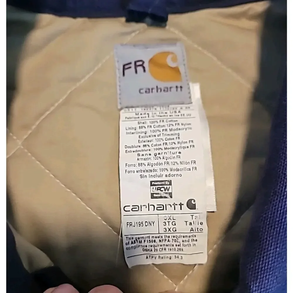 VTG Carhartt Fire Resistant Bomber Jacket 3XL USA Made Workwear